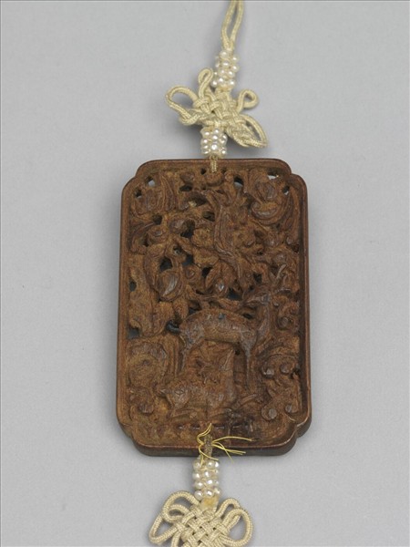 茄楠木雕福祿壽香佩