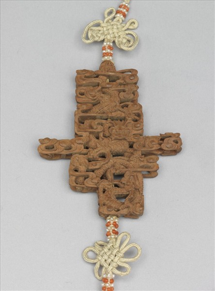 檀香木雕壽字佩