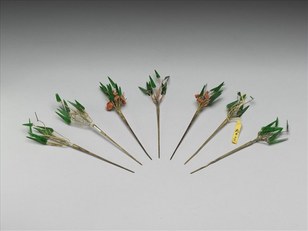 翠玉珊瑚竹梅簪