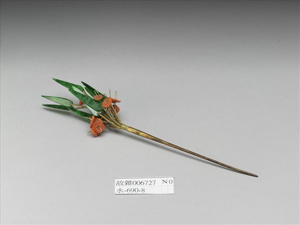 翠玉珊瑚竹梅簪