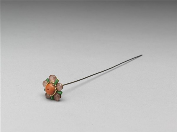 珊瑚碧璽翠玉花式簪