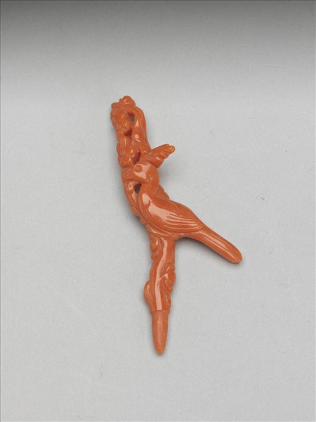 珊瑚花鳥紋簪花