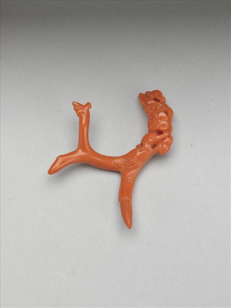 珊瑚花鳥紋簪花