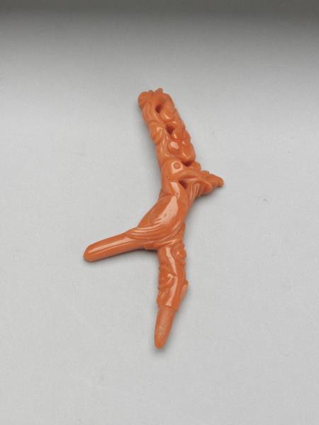 珊瑚花鳥紋簪花