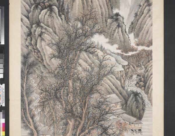 民國陸恢霜林紅樹　軸