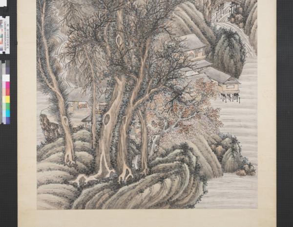 民國陸恢霜林紅樹　軸