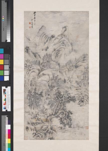 明卞文瑜設色山水　軸