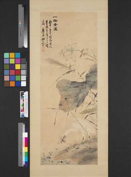 清姚元之荷花鷺絲　軸