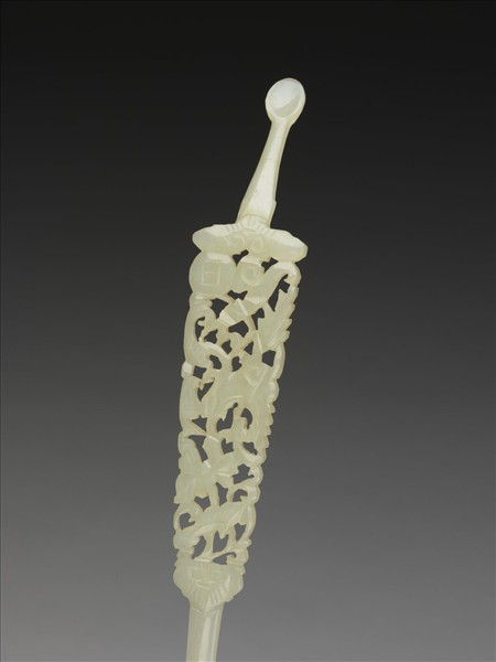 玉鏤空花卉耳挖簪