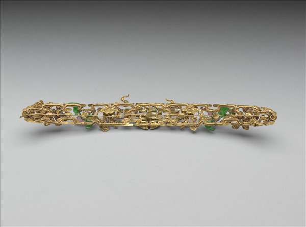 銀鍍金點翠嵌珠寶翠玉福壽萬年鈿花