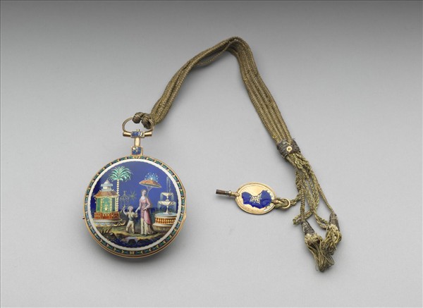 合金畫琺瑯西洋人物懷錶