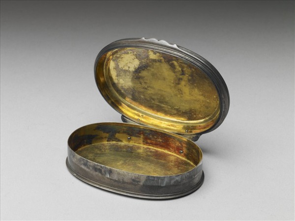 銀嵌木紋石鼻煙盒