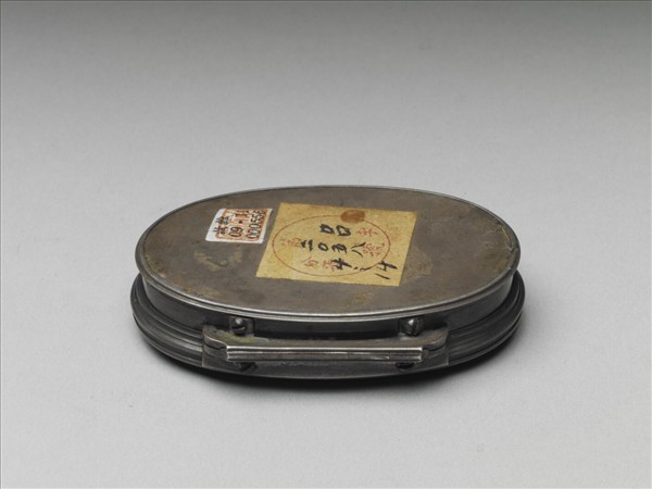 銀嵌木紋石鼻煙盒