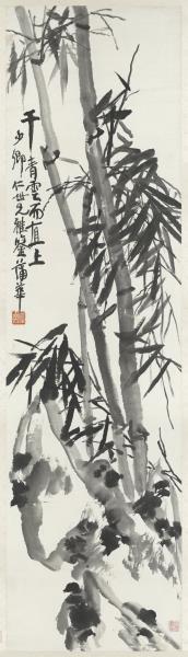 清蒲華墨竹六屏　軸　之二