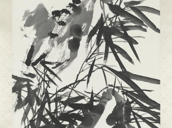 清蒲華墨竹六屏　軸　之四