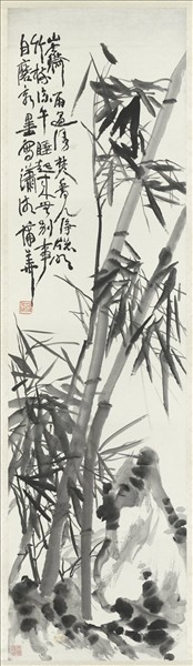 清蒲華墨竹六屏　軸　之五