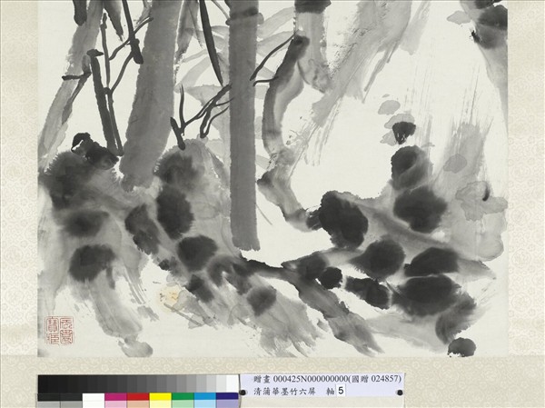 清蒲華墨竹六屏　軸　之五