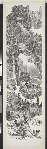 民國呂壽琨烏來瀑布　軸