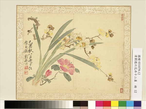 清劉德六花卉十二員　冊　蠟梅水仙茶花