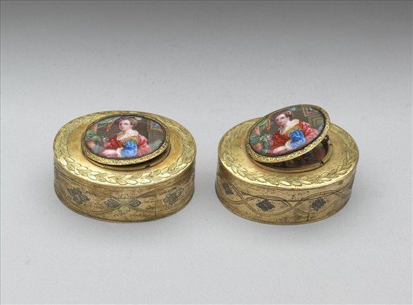 銅胎嵌琺瑯片雙層蓋鼻煙盒