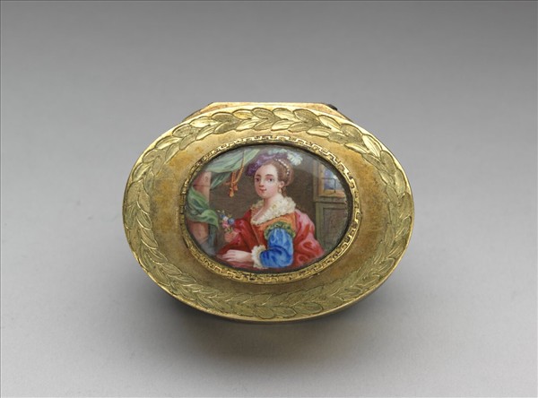 銅胎畫琺瑯西洋人物圓盒