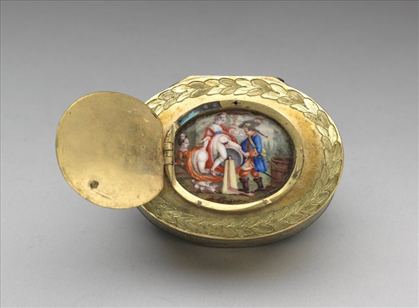 銅胎畫琺瑯西洋人物圓盒