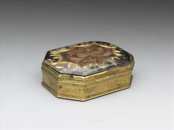 銅嵌玻璃畫柿柿如意鼻煙盒