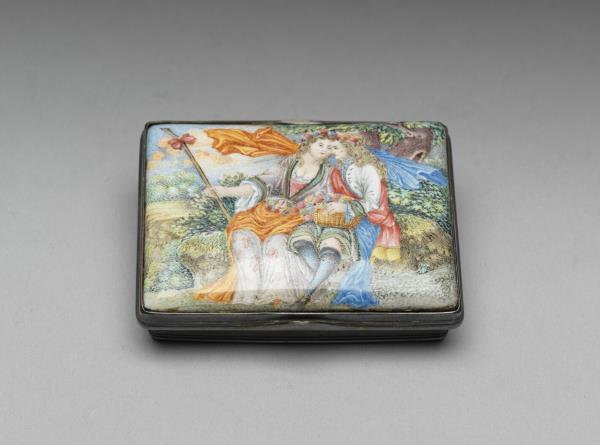 銀嵌銅胎畫琺瑯西洋人物圖鼻煙盒