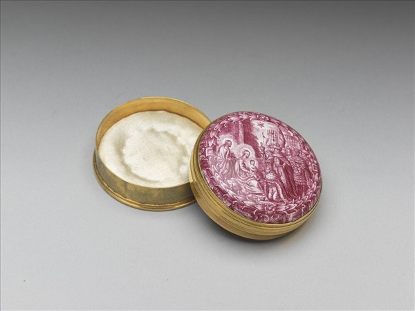 銅胎畫單色琺瑯圓盒