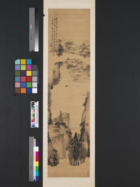 清劉錫玲指畫山水四屏　軸　瞿塘峽口灘聲轉