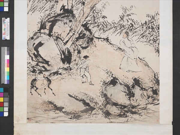 清高其佩松蔭牧馬　軸