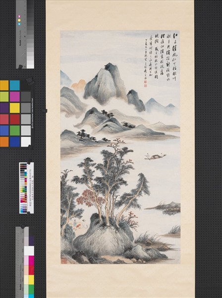 民國吳子深秋江待渡　軸