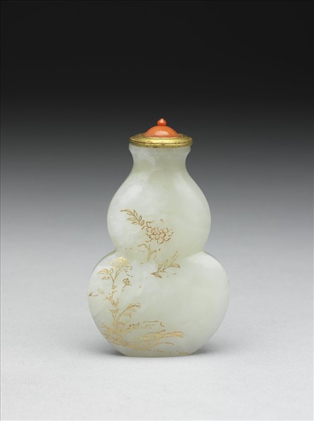 鼻煙壺 玉描金花蝶葫蘆鼻煙壺- 故宮