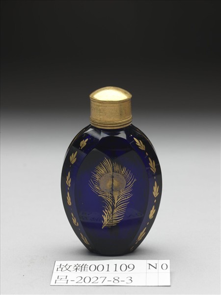 藍色玻璃描金鼻煙壺