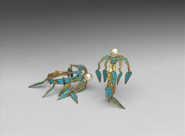 點翠竹葉耳環（一對）