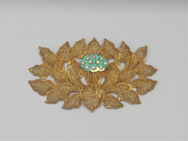 銀鍍金寶蓮面簪