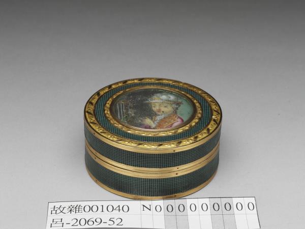 鑲金邊嵌西洋仕女畫漆圓盒