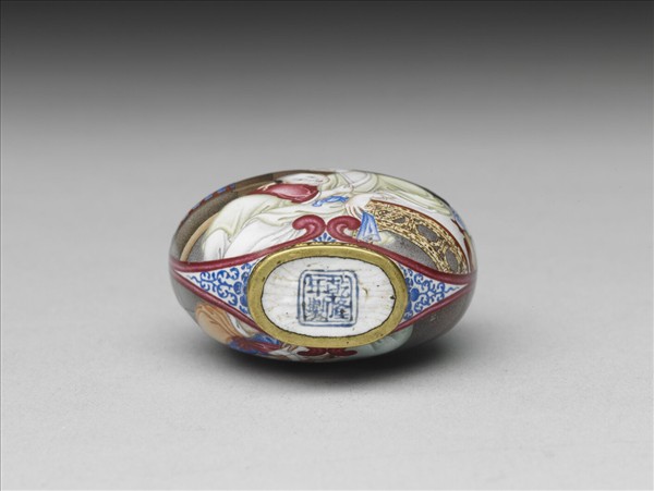 銅胎畫琺瑯課子圖鼻煙壺