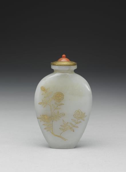 玉填金花卉鼻煙壺- 故宮