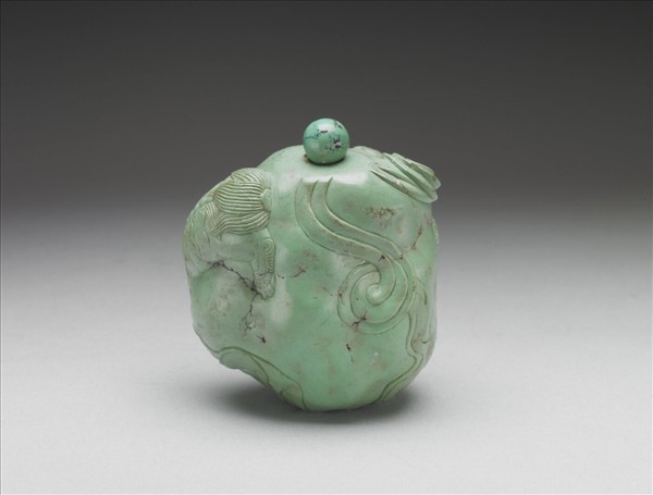 松石雙獅鼻煙壺