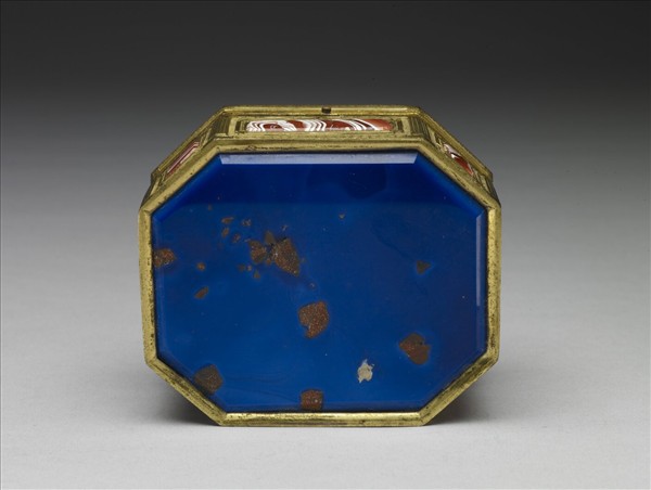 鍍金嵌玉髓玻璃鼻煙盒