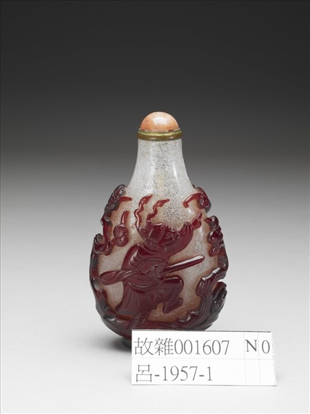 霏雪地套紅玻璃鍾馗鼻煙壺