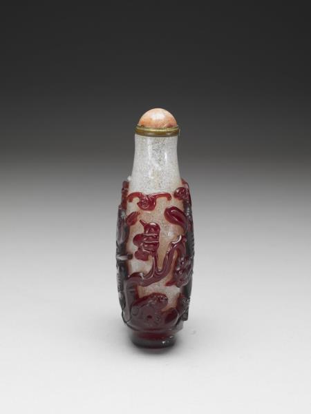 鼻煙壺　二色被せ（多色套料）獅子 鼻煙壺 二色被せ（多色套料）獅子 鼻煙壺 二色被せ（多色套料）獅子 清