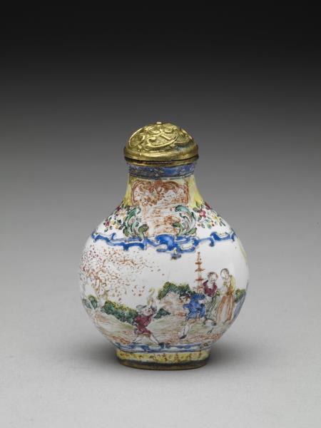 銅胎畫琺瑯西洋人物圖鼻煙壺- 故宮