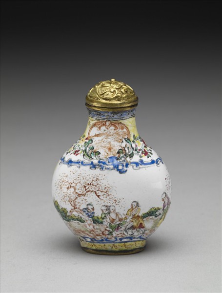 銅胎畫琺瑯西洋人物圖鼻煙壺