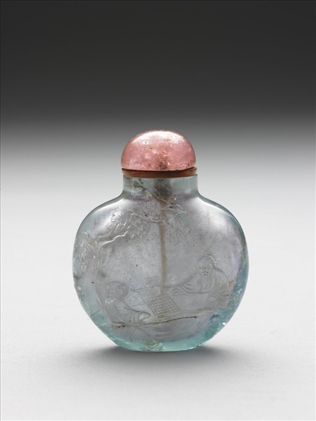 海藍寶雕人物鼻煙壺- 故宮