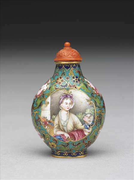 掐絲兼畫琺瑯西洋母子圖