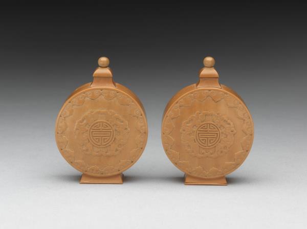 竹黃福壽如意鼻煙壺