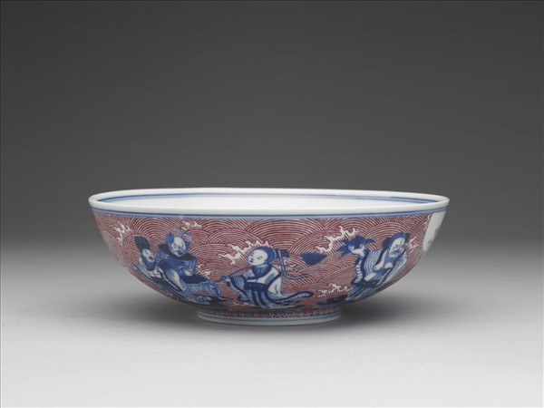 青花描紅八仙碗