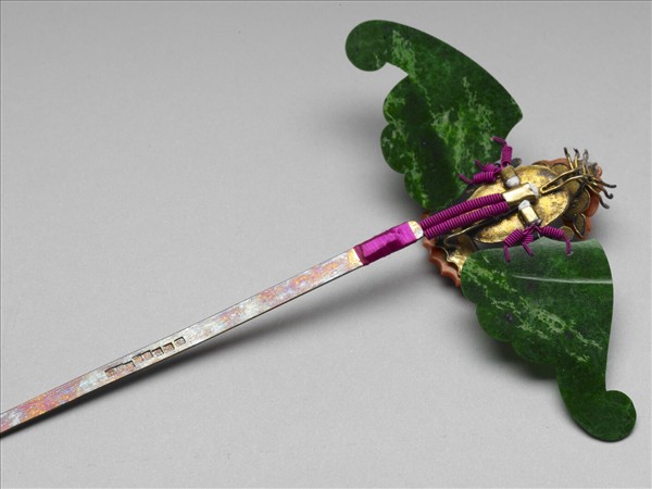 珊瑚翠玉嵌珠蝙蝠簪